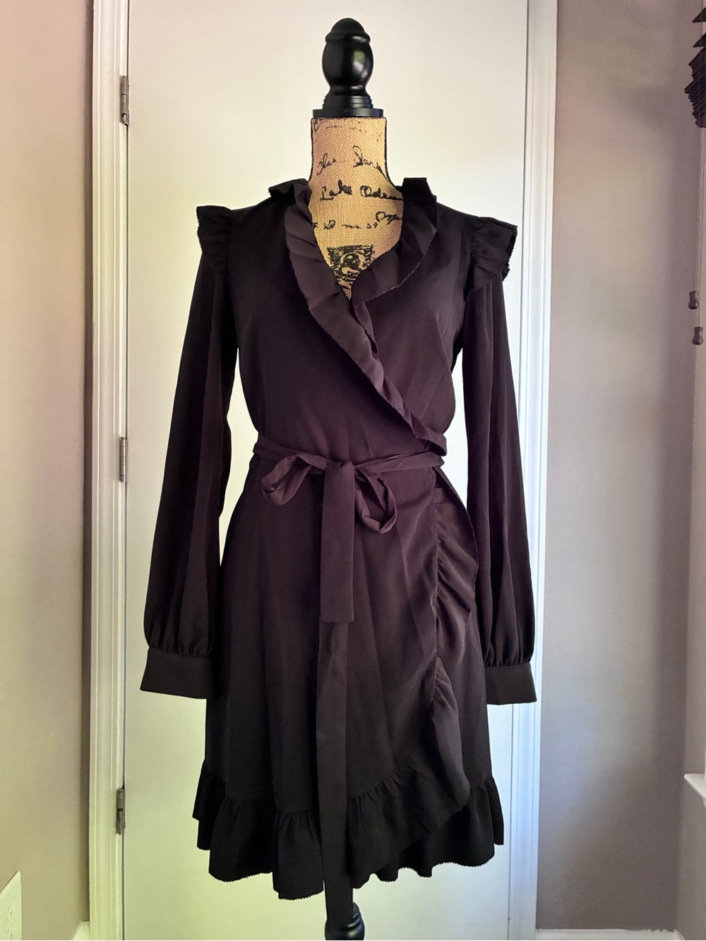 Michael Kors Dark Brown Ruffle Wrap Dress